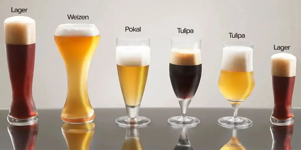 Vários estilos de copos para vários estilos de cervejas.