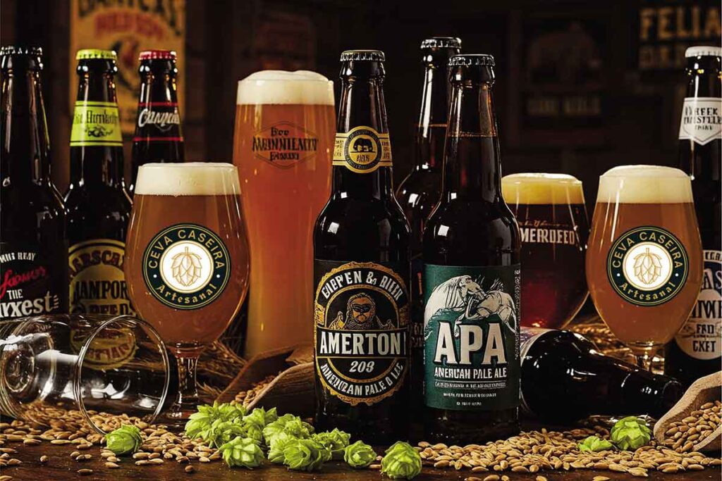 Várias cervejas artesanais, com destaque para uma APA. Cerveja artesanal para iniciantes.